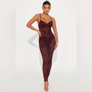 My Love Affair Lace Jumpsuit - Wine